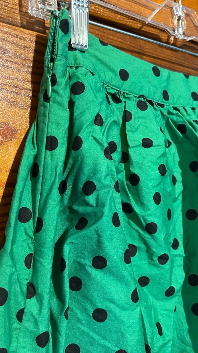 Who What Wear Green Polka Dot Tiered Ruffle Midi Skirt Size 4 - Picture 4 of 4